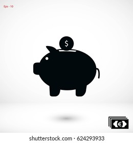 piggy bank icon, flat design best vector icon