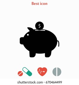 piggy bank icon, flat design best vector icon