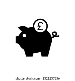 Piggy Bank Icon In Flat Style Vector For Apps, Websites. Black Icon Vector Illustration.