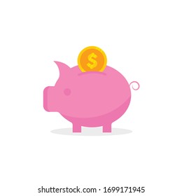 piggy bank icon flat vector