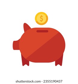 Piggy bank icon flat vector. Finance payment. Money credit isolated