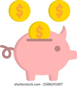 Piggy Bank Icon Flat Vector Illustration