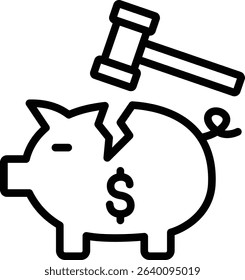 piggy bank icon illustration design with outline, this is not made from any AI generation