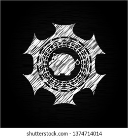 piggy bank icon inside chalk emblem