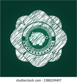piggy bank icon inside chalk emblem