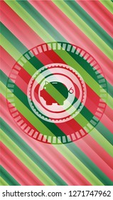 piggy bank icon inside christmas style badge..