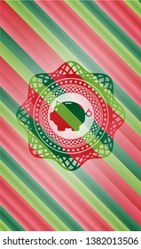 piggy bank icon inside christmas colors style emblem.