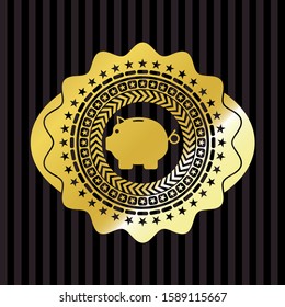 piggy bank icon inside gold badge