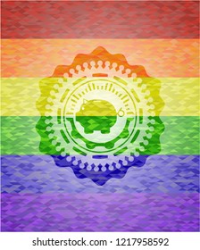 piggy bank icon inside lgbt colors emblem 