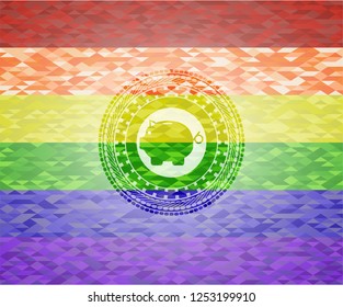 piggy bank icon inside lgbt colors emblem 