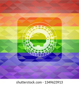 piggy bank icon inside lgbt colors emblem 