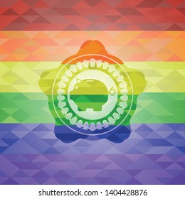 piggy bank icon inside lgbt colors emblem 