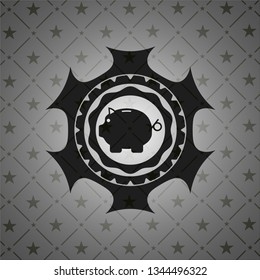 piggy bank icon inside realistic black emblem