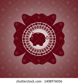 piggy bank icon inside retro style red emblem