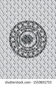 piggy bank icon inside silver color emblem or badge. Scales pattern. Vector Illustration. Detailed.