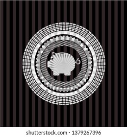 piggy bank icon inside silvery shiny badge