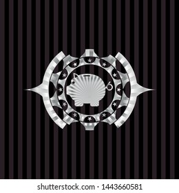 piggy bank icon inside silvery emblem