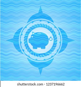 piggy bank icon inside water concept emblem background.