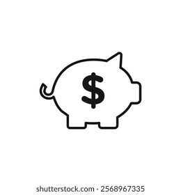 Piggy bank icon Isolated flat vector in outline
