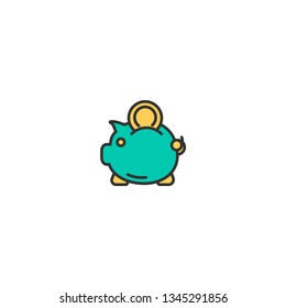 piggy bank icon line design. Business icon vector illustration