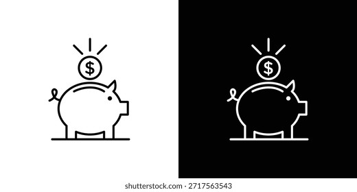 Icono de la hucha icono de Vector lineal. Líneas de trazo editables.