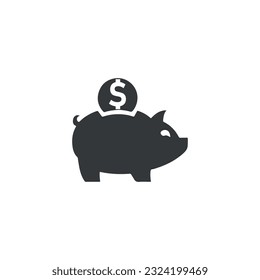 Piggy bank icon, logo. Banking and finances management application, bank account balance and cashback program, investments monitoring application UI interface realistic vector icon