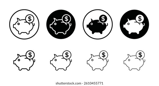 Piggy bank icon logo set vector