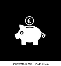 Piggy Bank Icon On Black Background. Black Flat Style Vector Illustration.