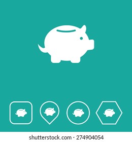 Piggy Bank Icon on Flat UI Colors with Different Shapes. Eps-10.