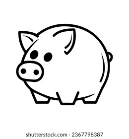 Piggy bank icon, on white background. Vector illustration