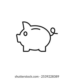 Piggy bank icon outline collection or set in black and white