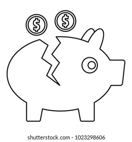 Piggy bank icon. Outline illustration of piggy bank vector icon for web