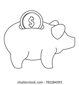 Piggy bank icon. Outline illustration of piggy bank vector icon for web