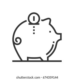 Piggy bank icon, part of the square icons, car service icon set. The illustration is a vector, editable stroke, thirty-two by thirty-two matrix grid, pixel perfect file.
