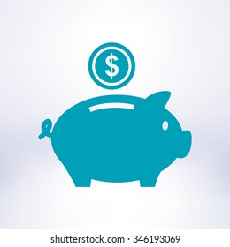 Piggy bank icon. Pictograph of moneybox