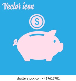 Piggy bank icon. Pictograph of moneybox