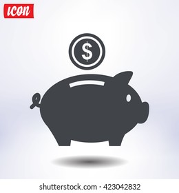 Piggy bank icon. Pictograph of moneybox