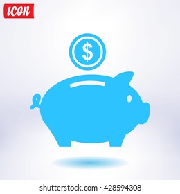 Piggy bank icon. Pictograph of moneybox