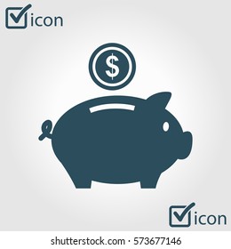Piggy bank icon. Pictograph of moneybox. Flat design.