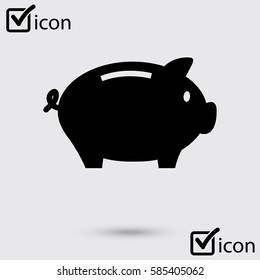 Piggy bank icon. Pictograph of moneybox. Flat design.