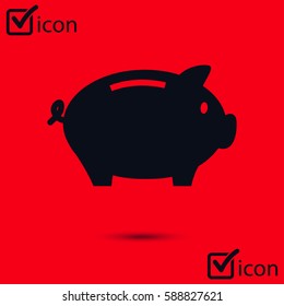 Piggy bank icon. Pictograph of moneybox. Flat design.