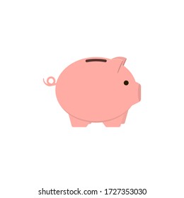 Piggy Bank Icon. Pig Bank. Vector Illustration. Flat Design.