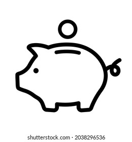 Piggy Bank Icon. Piggybank With Falling Coins. Baby Pig Piggy Bank. Pig Silhouette. Financial Independence. Money Box Symbol Flat Style Stock Vector.