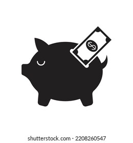 Piggy Bank Icon. Piggybank With Falling Coins. Baby Pig Piggy Bank. Pig. Financial Independence. Money Box Symbol. Vector Illustration