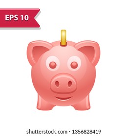 Piggy bank Icon. Professional, pixel-aligned icon in realistic colors.