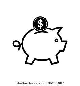piggy bank icon, save money sign, business and financial