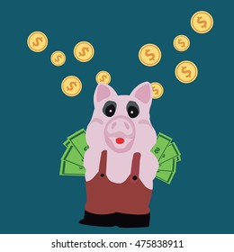 Piggy bank icon, saving money.