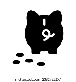 Piggy bank icon. Savings. Piggy bank from behind. Vector icon isolated on white background.