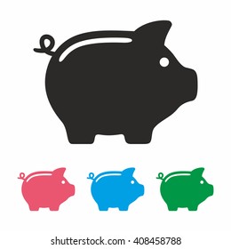 Piggy bank icon set