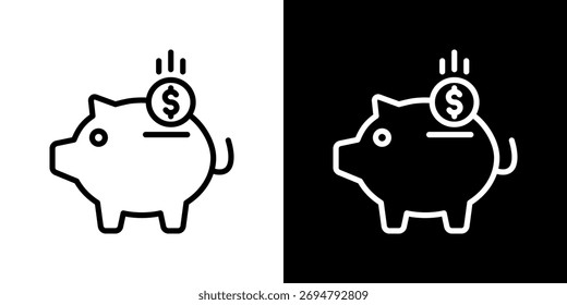 Conjunto de iconos de alcancía. Diseño De Línea Limpia Con Versiones Claras Y Oscuras Para Un Uso Versátil.